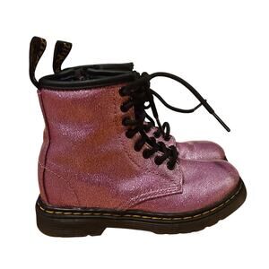 Dr Martens Air Wair 1460 Glitter J Kids Combat Boots Side Zipper-Sz 11